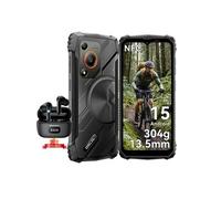 Oscal MARINE 1 Téléphone Portable Incassable 12Go+128Go-SD 2To 6.56" 90Hz 5100mAh Android 15 Double SIM 4G GPS, Noir - Airbuds 8 Noir Orange