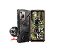 MARINE 1 Téléphone Portable Incassable 12Go+128Go-SD 2To 6.56" 90Hz 5100mAh Android 15 Double SIM 4G GPS, Orange - W50Pro Noir