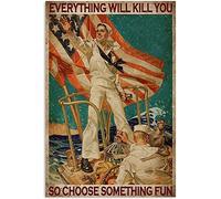 Marine Américaine : Tout Vous Tuera, Alors Choisissez Quelque Chose D'Amusant. Métal Tôle Signe Drôle Affiche Poster Plaque Rétro Affiche Étain Pour Club Bar Pub Hôtels S