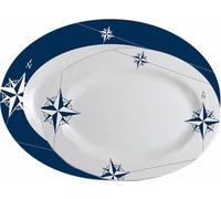 Marine Business northwind Plats à Servir ovales, mélamine, Blanc et Bleu, 36 x 25 x 2.4 cm, Lot de 2