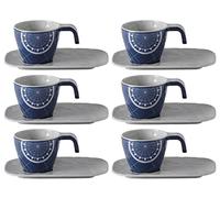 Marine Business Pacific - Lot de 6 tasses à expresso avec soucoupe ondulée en mélamine