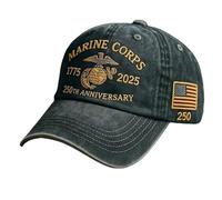 Marine Corps Casquette de baseball 250e anniversaire de mariage, chapeau d'anciens combattants brodés, salut aux vétérans patriotiques, réglable, confortable, design durable, bleu, 63
