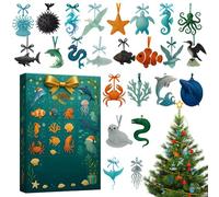 Marine Life Christmas Advent - 2D Acrylic Decor 24 Days | Countdown Calendar Marine Creature Charm,for Home Car Living Room Adults Vacation Party Favors