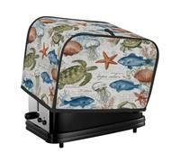 Marine Life Housse anti-poussière pour machine à pain Motif tortue poisson étoile de mer sur lettre vintage 4 tranches