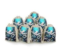 Marine Life Lot de 8 sacs cadeaux en mousseline avec cordon de serrage pour Noël, fête de mariage
