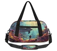 Marine Life Sacs de sport légers pour filles et garçons, petit sac de sport léger pour enfants, petit sac de voyage, de danse, Vie marine, 18.5L x 7.8W x 9.4H