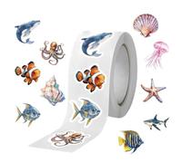 Marine Life Stickers Self Adhesive 500 Pieces Cute DIY Decoration | Marine Life Stickers Roll for Notebook Diary Pages Water Bottles Laptops Envelopes, Student Teacher
