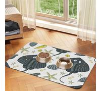 Marine Life Stingray,Waterproof Pet Feeding Mat,PU Leather Placemats for Cat Dog Water Bowl,Food Mats,40x60cm