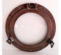 Marine Nautical Store 12 "Maritime Antique Patine Marron Nautique Hublot Ronde Fenêtre Verre Nautique Bateau Bateau Hublot Décor