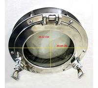 Marine Nautical Store Hublot en verre décoratif pour la maison - Argenté brillant - 30,5 cm
