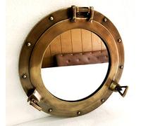 Marine Nautical Store Miroir rond de 30,5 cm, finition marron antique, bateau, hublot pour décoration d'intérieur