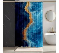 Marine Rideau Douche 160x200 cm, OcéAn Rideau de Douche HD Impression Imperméable Lavable en Machine Shower Curtain avec 12 Anneaux Résistant Facile à Installer pour Decoration, Baignoire -zpg25073Q2