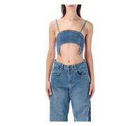 Marine Serre - Moon Denim Shaped Top - Femme - Tops - Bleu - Taille: 38 FR