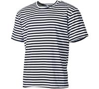 Marine T-Shirt S-6XL Bleu Blanc Rayé Demi Manches Russe Marins Chemise Armée