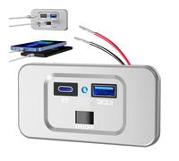 Marine USB Charging Port | ABS Flame Retardant, 12-24V, 5V/9V/12V | USB Car Charger with PD + QC3.0 | Fast Charging for RV, Bus, Boat & Truck