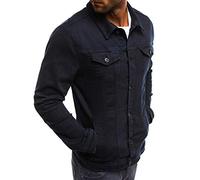 Marine Veste en Jean Homme sans Capuche Longue Blouson Jean Militaire Multi-Poches Col Revers Slim Décontractée Vintage Pas Cher Sweat Moto Printemps Eté 3XL