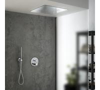 Mariner Eden coaxial Ensemble de douche avec mitigeur thermostatique, ciel de pluie en acier inoxydable à encastrer dans le plafond et set de douche rond en métal, WLS3711_EDE1802-CR_01,