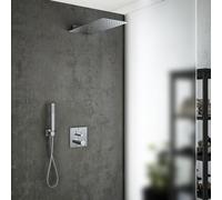 Mariner Eden coaxial Ensemble de douche avec mitigeur thermostatique et corps d'encastrement, ciel de pluie 2 jets en acier inoxydable et set de douche métallique, EDE2803-CR#Set1,