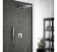 Mariner Eden coaxial Ensemble de douche avec mitigeur thermostatique et corps d'encastrement, ciel de pluie en acier inoxydable et set de douche en métal, EDE2802-CR#Set1,