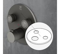 Mariner Eden Habillage de rechange pour mitigeur thermostatique rond à 2 sorties, RIC0015T2-GR,