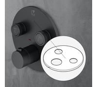 Mariner Eden Habillage de rechange pour mitigeur thermostatique rond à 2 sorties, RIC0015T2-NO,