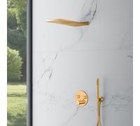 Mariner Ensemble de douche avec mitigeur thermostatique Eden round, corps d’encastrement, ciel de pluie monojet et set de douche métallique, EDE1902-OR#Set5,