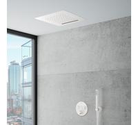 Mariner Ensemble de douche avec mitigeur thermostatique Eden round, corps d’encastrement, ciel de pluie 2 jets à encastrer dans le plafond et set de douche métallique, EDE1903-BO#Set2,