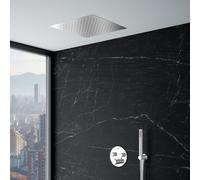 Mariner Ensemble de douche avec mitigeur thermostatique Eden round, corps d’encastrement, ciel de pluie monojet de 440 mm à encastrer dans le plafond et set de douche métallique, EDE1902-CR#Set4,