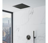 Mariner Ensemble de douche avec mitigeur thermostatique Eden round, corps d’encastrement, ciel de pluie monojet de 440 mm à encastrer dans le plafond et set de douche métallique, EDE1902-GM#Set4,