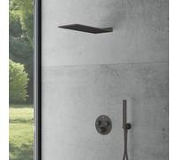 Mariner Ensemble de douche avec mitigeur thermostatique Eden round, corps d’encastrement, ciel de pluie monojet et set de douche métallique, EDE1902-GR#Set5,