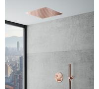 Mariner Ensemble de douche avec mitigeur thermostatique Eden round, corps d’encastrement, ciel de pluie monojet de 440 mm à encastrer dans le plafond et set de douche métallique, EDE1902-RG#Set4,