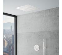 Mariner Ensemble de douche avec mitigeur thermostatique Eden round, corps d’encastrement, ciel de pluie monojet de 440 mm à encastrer dans le plafond et set de douche métallique, EDE1902-BO#Set4,