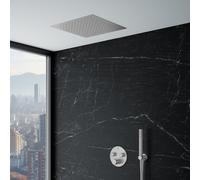 Mariner Ensemble de douche avec mitigeur thermostatique Eden round, corps d’encastrement, ciel de pluie monojet de 440 mm à encastrer dans le plafond et set de douche métallique, EDE1902-CS#Set4,