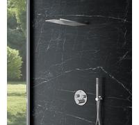 Mariner Ensemble de douche avec mitigeur thermostatique Eden round, corps d’encastrement, ciel de pluie monojet et set de douche métallique, EDE1902-CR#Set5,