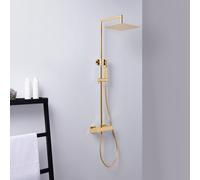 Mariner Linea Colonne de douche avec mitigeur thermostatique, douchette en métal et douche de tête en acier inoxydable, angulaire, WLS5301-OR,