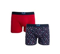 MARINER - Lot de 2 Boxer Short en Coton Bio Extensible Marine et Rouge - F249.2 - Couleur - Marine - Taille - 4/L