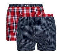 MARINER - Lot de 2 caleçons Américain en Popeline de Pur Coton - Couleur - Marine Rouge - Pointure - 5/XLarge