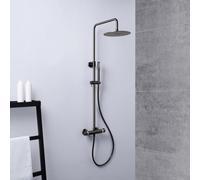 Mariner Volta Colonne de douche avec mitigeur thermostatique, douchette en métal et douche de tête en acier inoxydable, rond, WLS6302-GR,