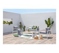 Maringo, Salon De Jardin Bas Blanc Alu 4p Blanc