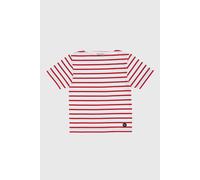 Marinière col rond en coton léger enfant blanc/braise 10A