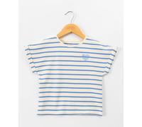 Mariniere Manches Courtes 100% Coton Fille Fond Grege Raye Bleu 10A