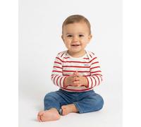 Mariniere Manches Longues 100% Coton Bébé Fille Fond Blanc Raye Rose 6M(67CM)