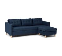 Marino Canapé BA2, chaise longue orientable orientable à droite ou à gauche en velours, bleu.