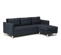 Marino Canapé BA4, chaise longue droite ou gauche en velours, noir.