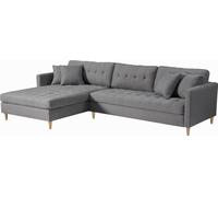 Marino Deluxe canapé chaise longue tourné vers la droite ou la gauche avec coussins tissu gris.