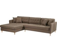 Marino Deluxe canapé chaise longue tourné vers la droite ou la gauche avec coussins tissu marron.