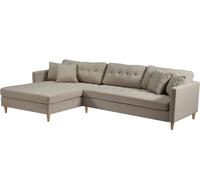 Marino Deluxe canapé chaise longue tourné vers la droite ou la gauche avec coussins tissu sable.