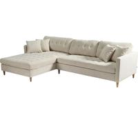 Marino Deluxe canapé chaise longue tourné vers la droite ou la gauche avec coussins velours côtelé sable.