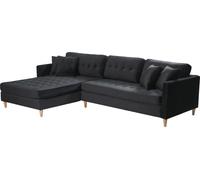 Marino Deluxe canapé chaise longue tourné vers la droite ou la gauche avec coussins velours noir.