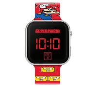 Mario GSM4107 Montre à Quartz numérique avec Bracelet en Plastique pour garçon, Imprimé Rouge.